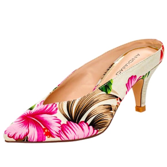 Shoes - ANGEL STEPS | Splendid Tropical Floral Print Canvas Mules